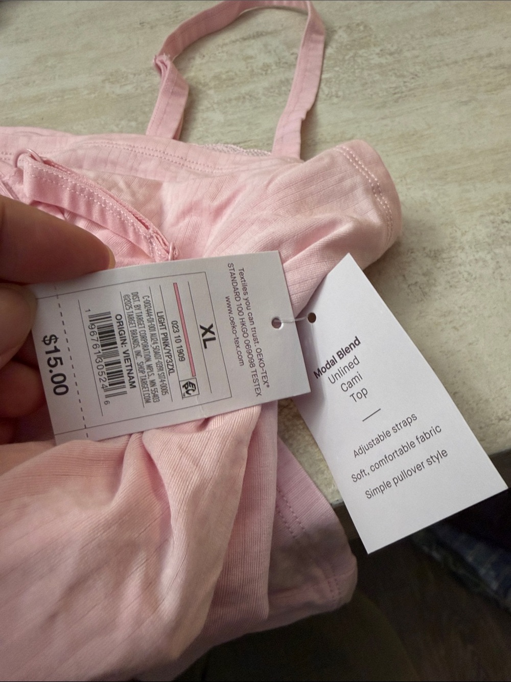 Auden Lace-Trim Ribbed Cami Tank - Light Pink - Picture 9 of 9